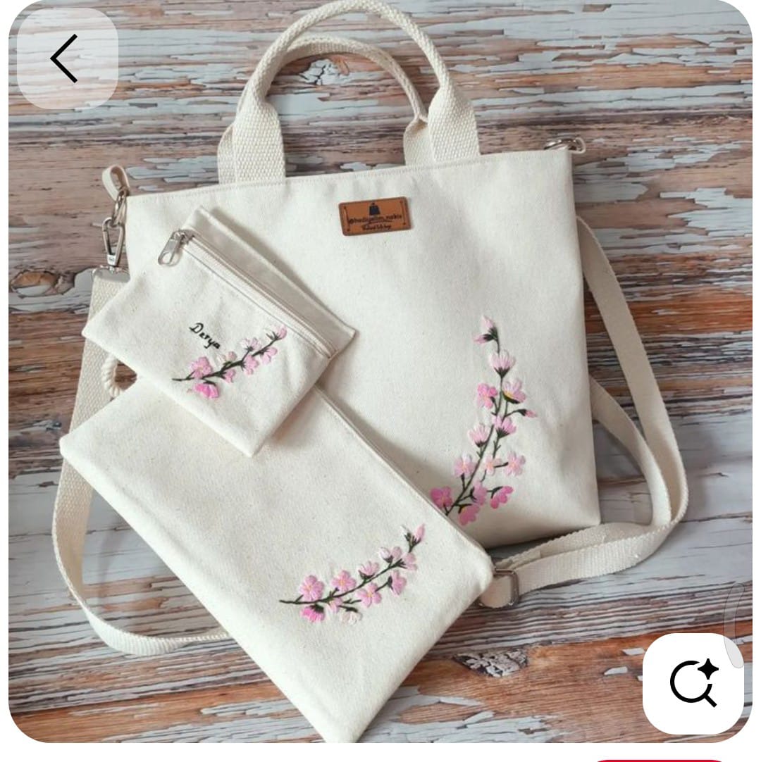 Floral Canvas Tote & Pouch Combo